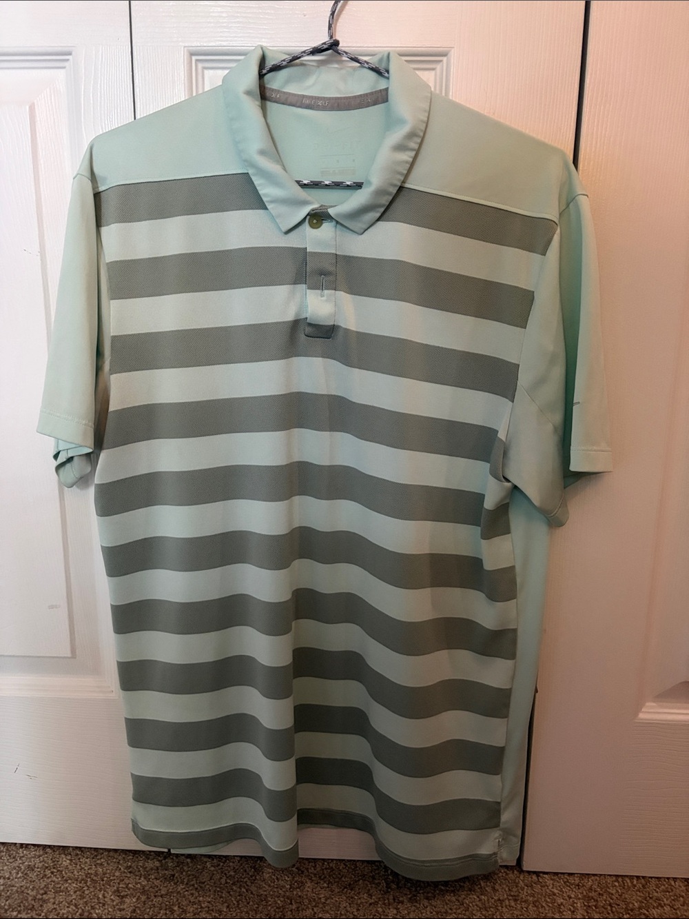 Nike Mint Green Striped Golf Shirt